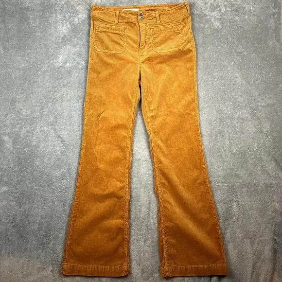 Pilcro Anthropologie Pants Womens 30 Bootcut Corduroy Trousers Burnt Orange - Picture 1 of 10